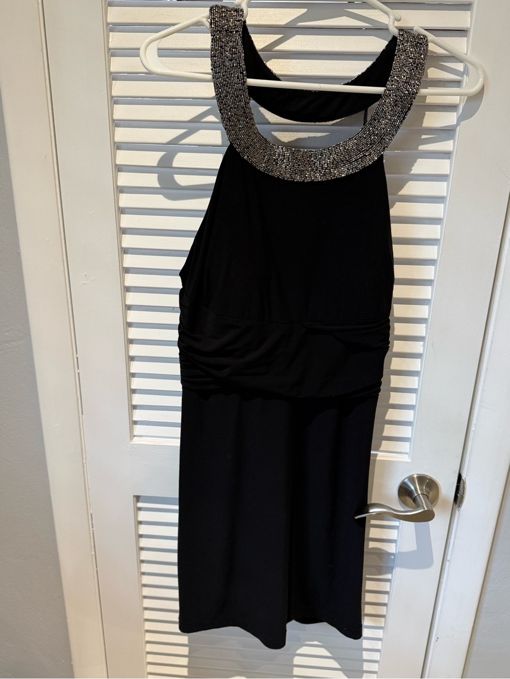 Adrianna Papell Black Dress with Silver Beaded Halter